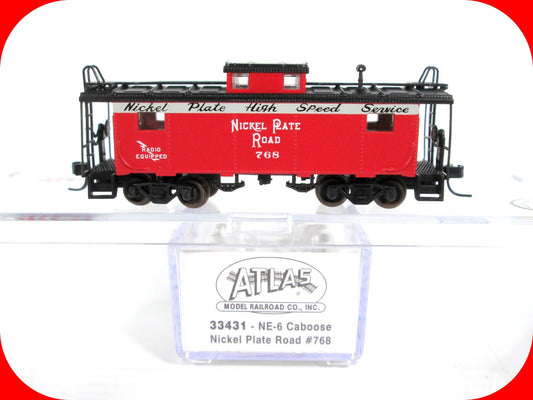 N Scale ***NICKEL PLATE ROAD*** NE-6 Cupola Caboose, NKP 768 - Atlas 33431 *RARE