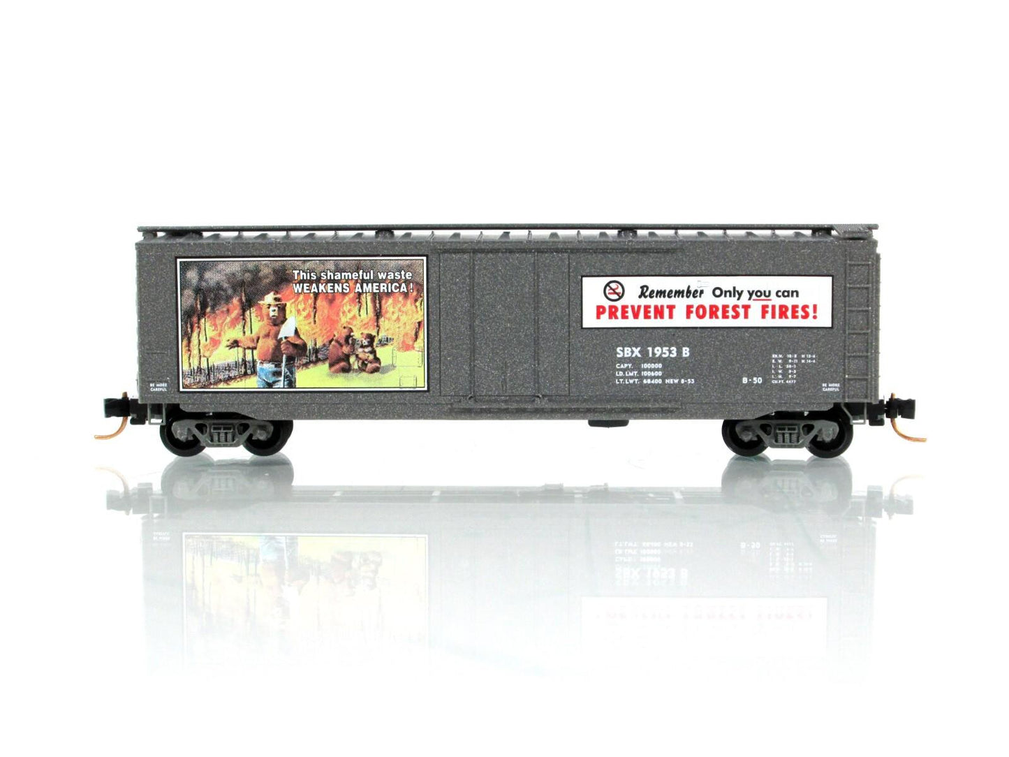 N Scale **SMOKEY BEAR** Fire Prevention Car 3, SBX 1953B - Micro Trains 03200403