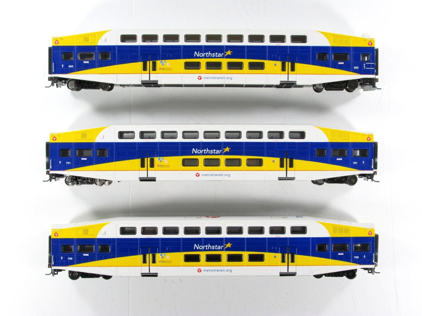 HO Scale ***NORTHSTAR*** Bombardier Passenger Set #602, 701, 709 - Athearn 25993