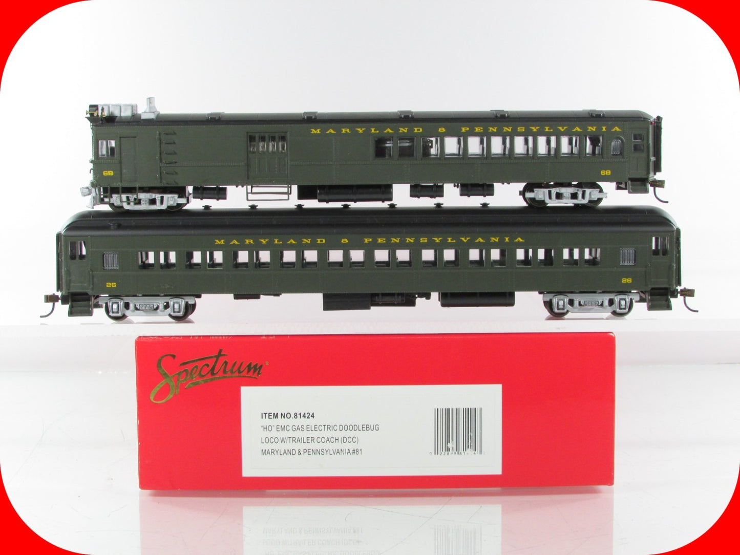 HO Scale **MARYLAND & PENNSYLVANIA** Doodlebug & Coach -- Bachmann 81424, w/ DCC