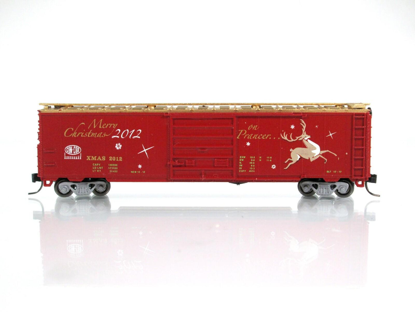 N Scale ***On PRANCER*** Reindeer Christmas Box Car 2012 - Con-Cor 02012N **RARE