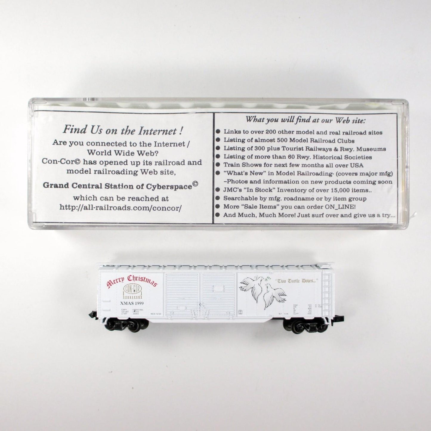 N Scale **TWO TURTLE DOVES** 12 Days of Christmas 50' Box Car --- Con-Cor 00099N