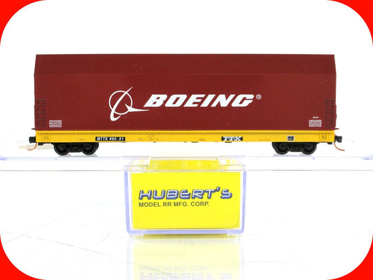 N Scale ***BOEING SKYBOX*** on Flat Car, TTX  98051 - Hubert's / LBF,  MTL Cplrs
