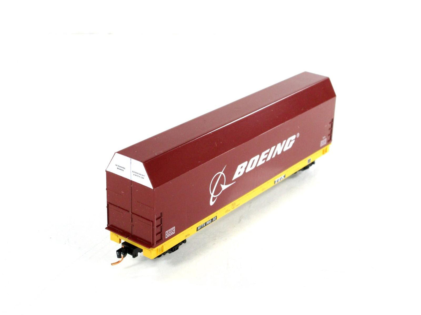 N Scale ***BOEING SKYBOX*** on Flat Car, TTX  98050 - Hubert's / LBF,  MTL Cplrs