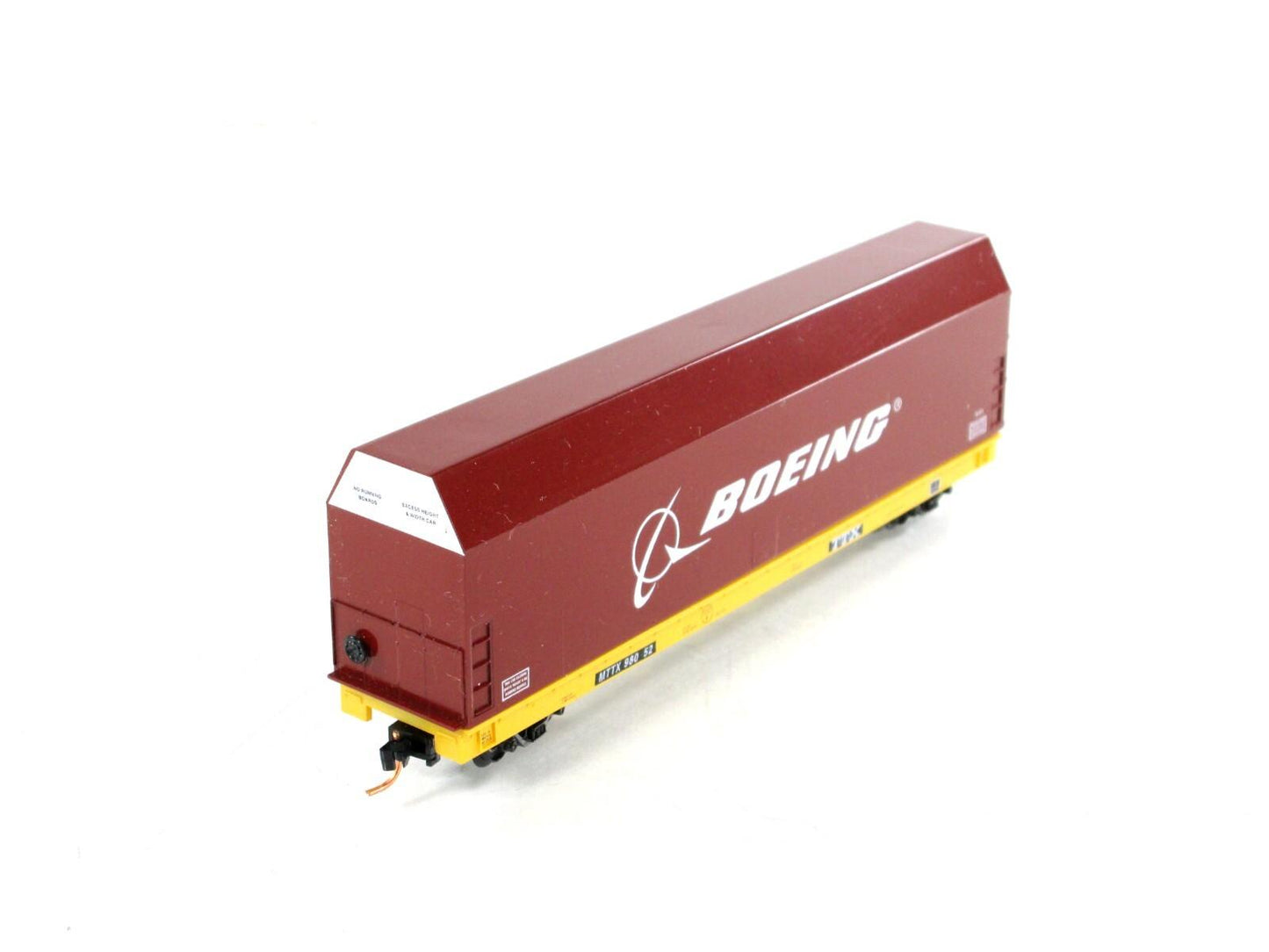 N Scale ***BOEING SKYBOX*** on Flat Car, TTX  98052 - Hubert's / LBF,  MTL Cplrs