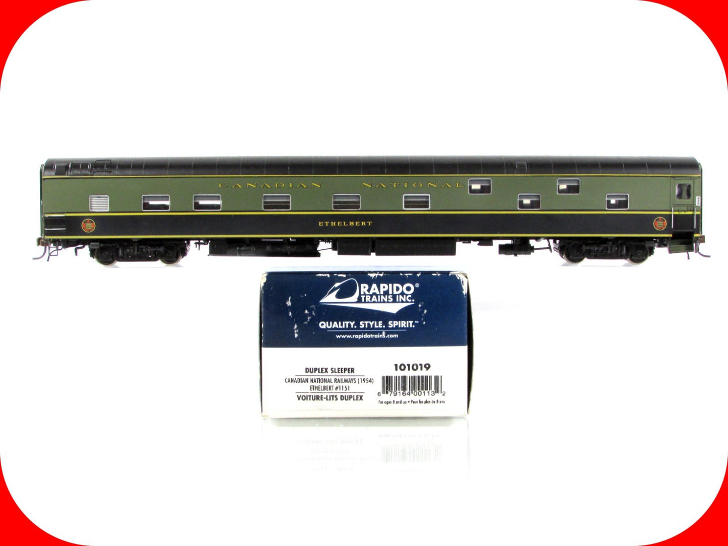 HO Scale **CANADIAN NATIONAL* Sleeper *Ethelbert* #1151 - Rapido 101019, Lighted