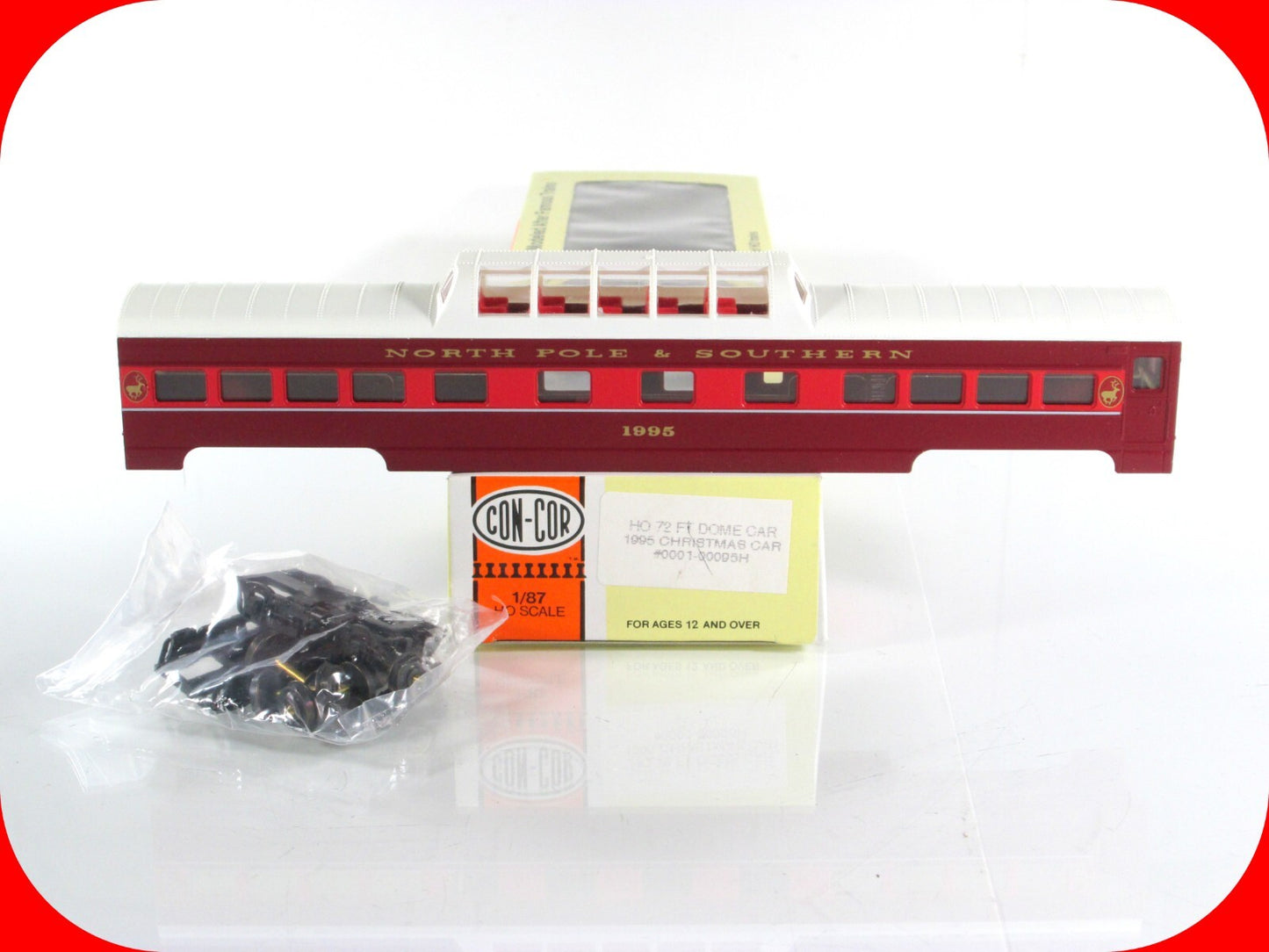 HO Scale **NORTH POLE & SOUTHERN** CHRISTMAS 1995 Passenger Dome Car --- Con-Cor