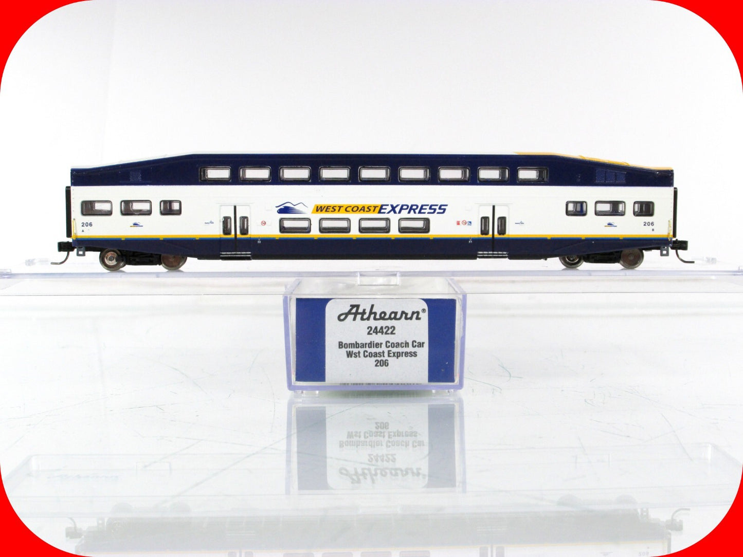N Scale ***WEST COAST EXPRESS*** Bombardier Coach Car #206 ------- Athearn 24422