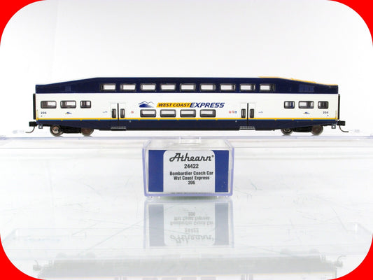 N Scale ***WEST COAST EXPRESS*** Bombardier Coach Car #206 ------- Athearn 24422