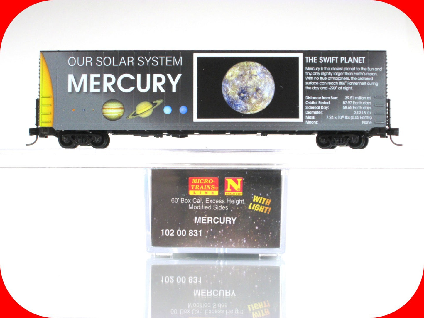 N Scale *MERCURY* Solar System Series 60' Box Car -Micro Trains 10200831 LIGHTED