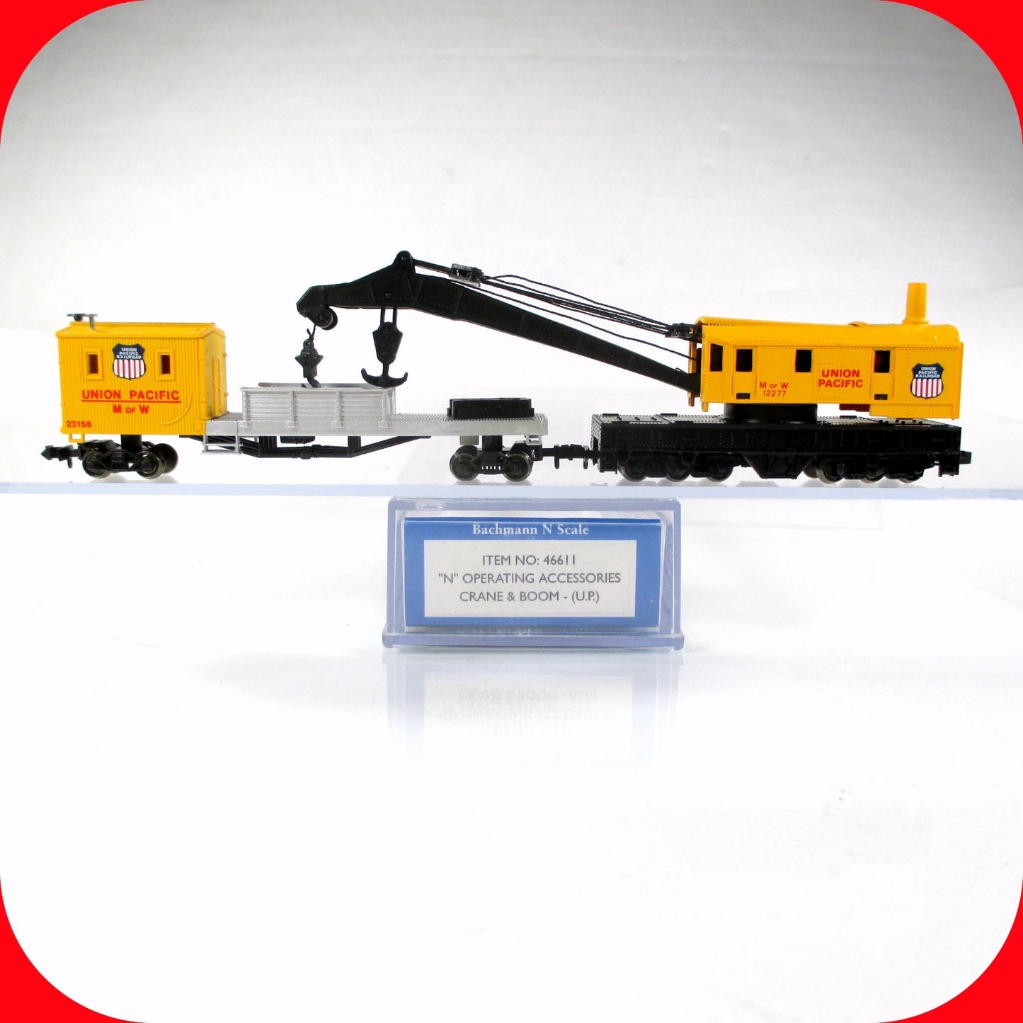 N Scale **UNION PACIFIC*** MOW Boom Crane #12277, Tender #23158 - Bachmann 46611