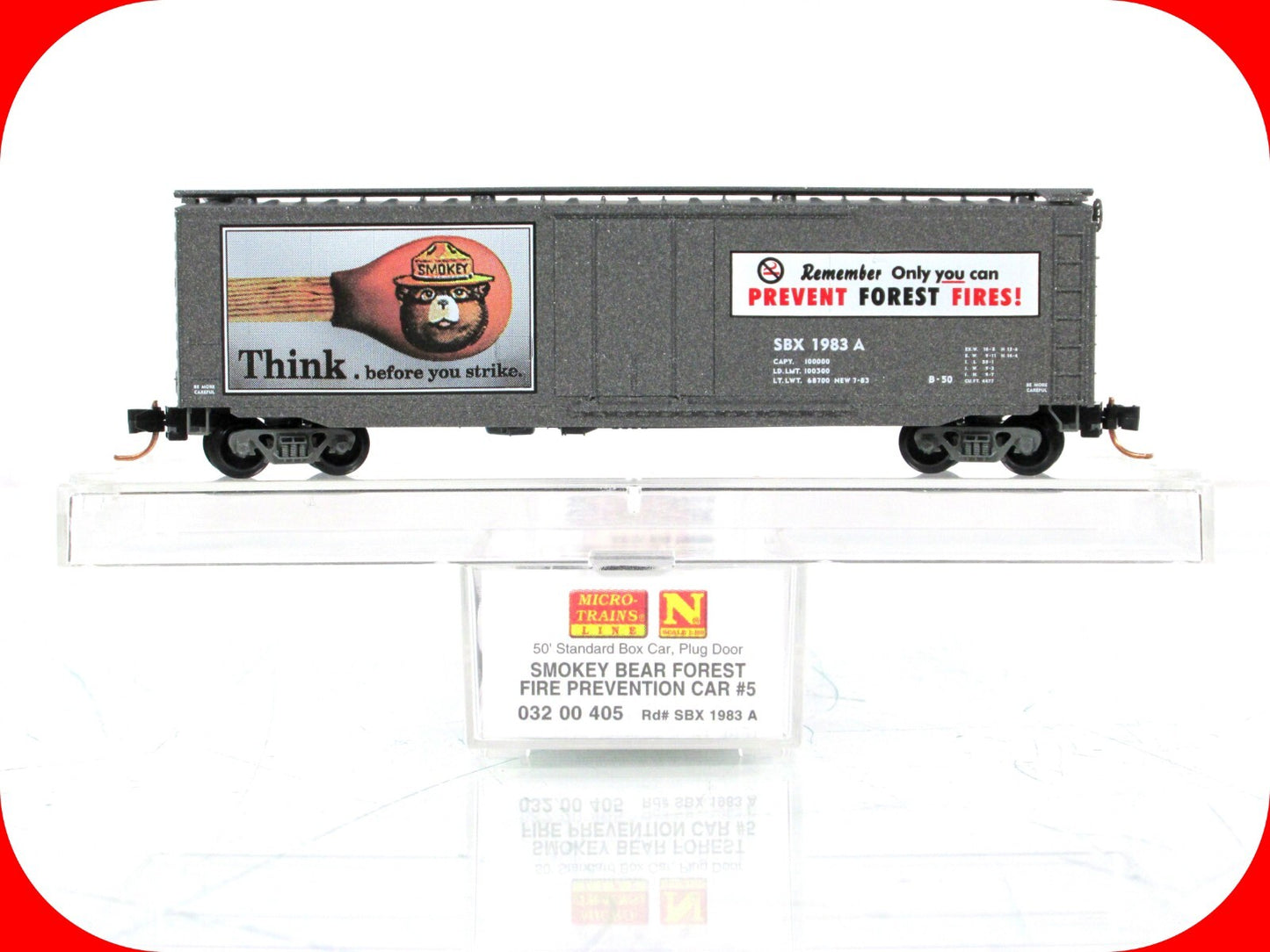 N Scale **SMOKEY BEAR** Fire Prevention Car 5, SBX 1983A - Micro Trains 03200405