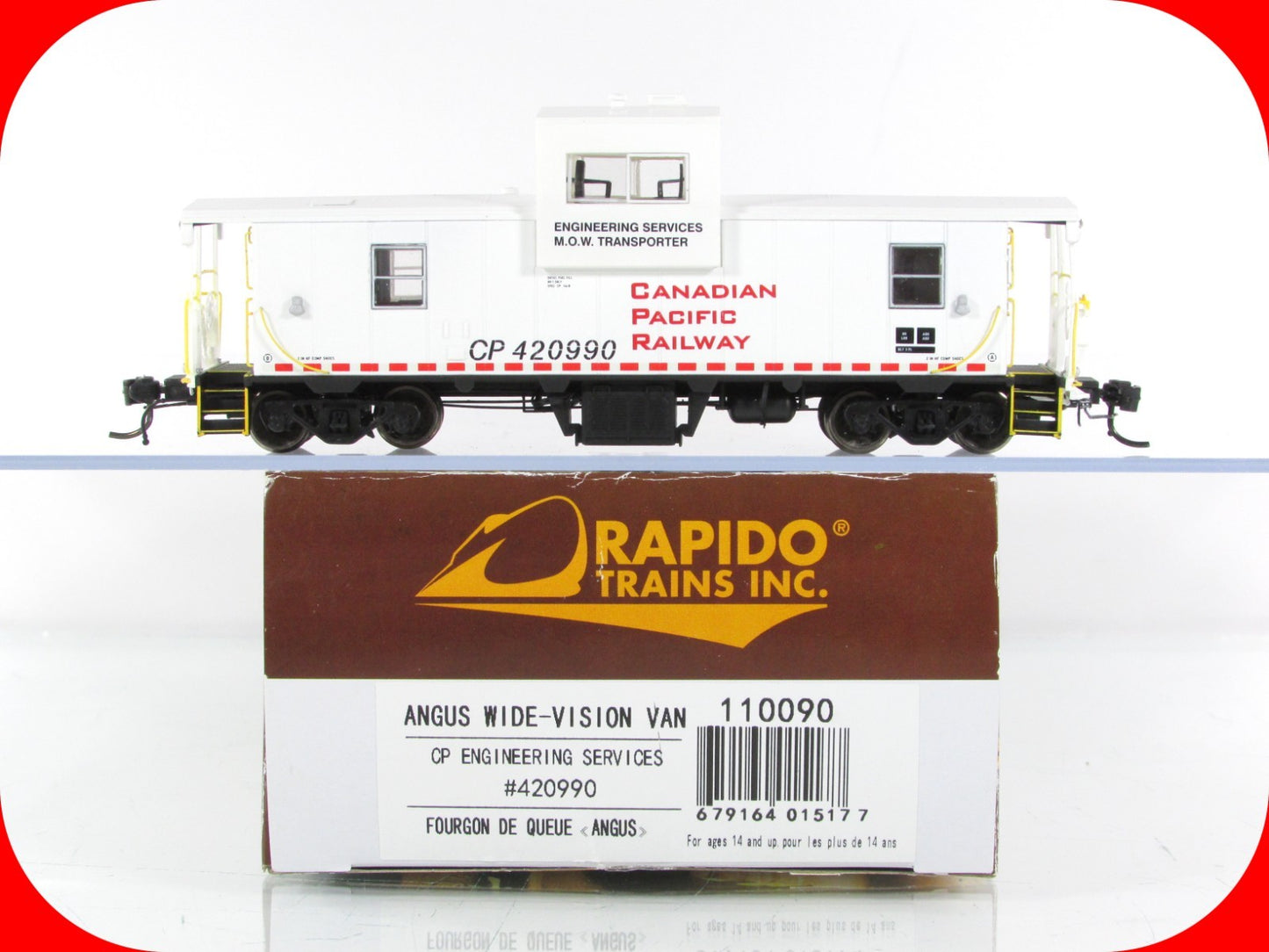 HO Scale *CP* Engineering MoW Transporter Caboose #420990 -Rapido 110090 *Lights