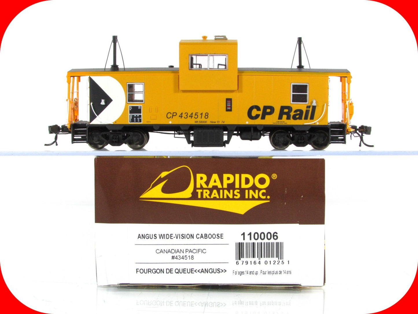 HO Scale **CANADIAN PACIFIC** Wide-Vision Caboose #434518 -Rapido 110006 *Lights