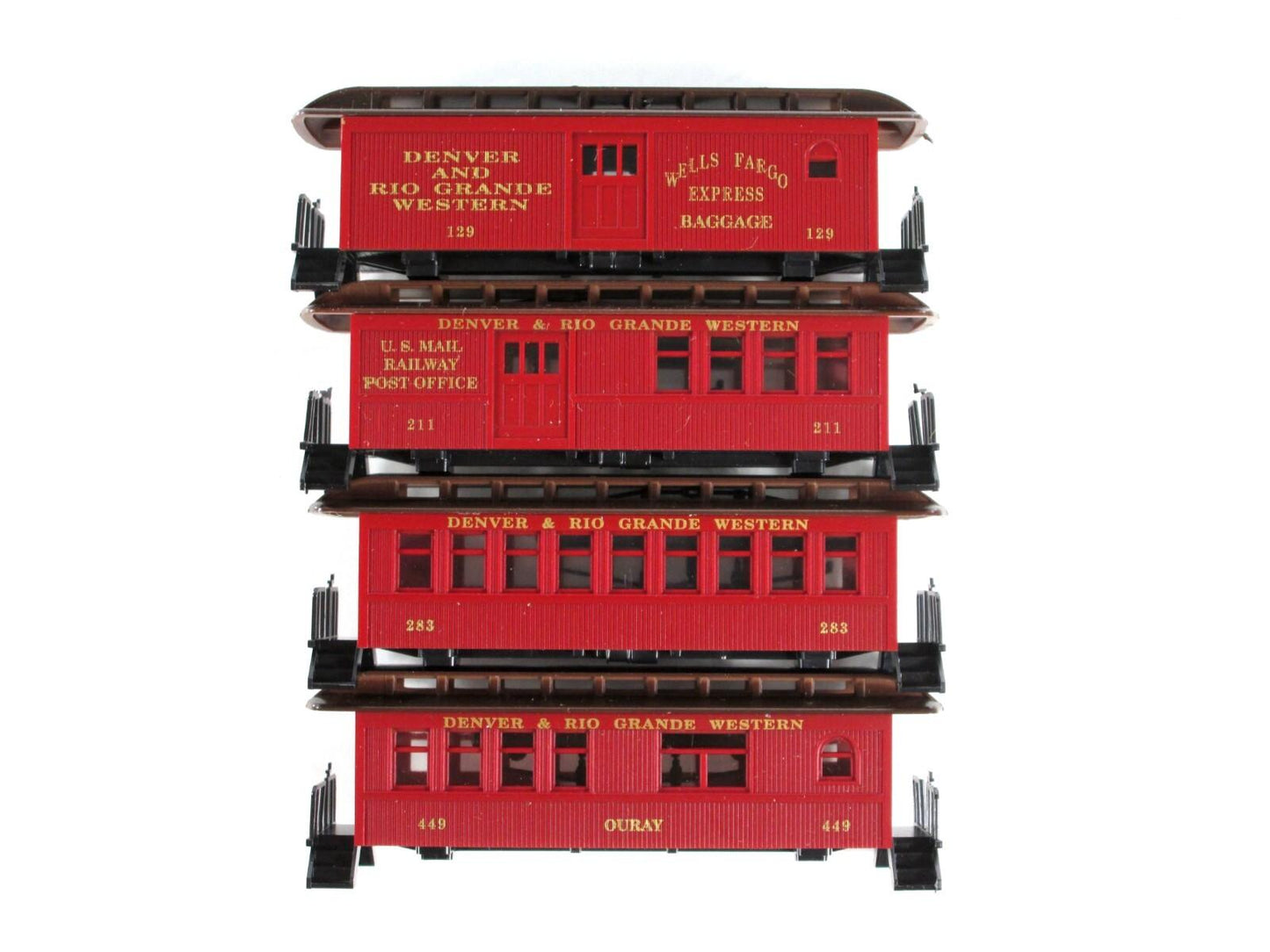 N Scale ***DENVER RIO GRANDE*** Pre-1918 Overton Passenger 4-Pack --- Roundhouse