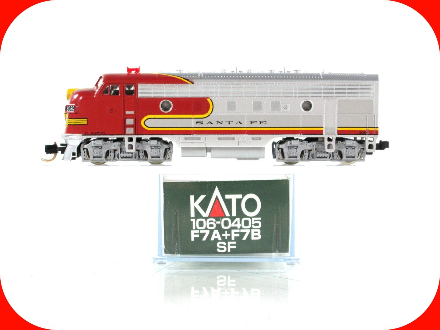 N Scale ***SANTA FE*** EMD F7A Warbonnet A Locomotive - Kato 176-0405, DCC Ready