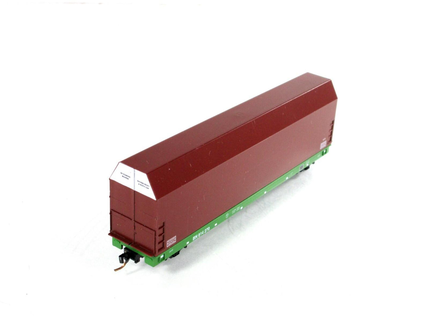 N Scale ***SKYBOX*** on Flat Car, BURLINGTON NORTHERN 614270 --- LBF,  MTL Cplrs