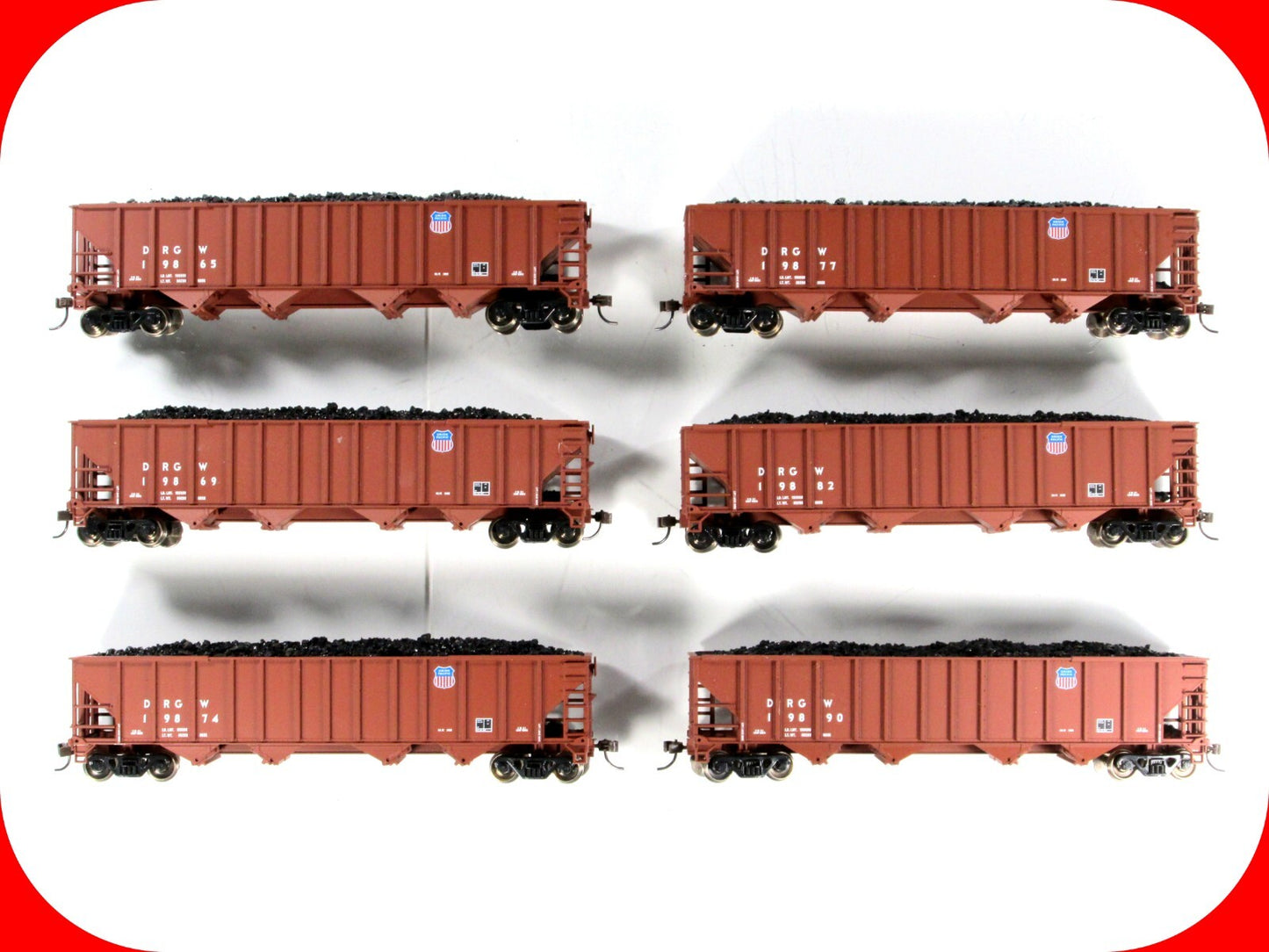 HO Scale ***DENVER RIO GRANDE*** Hopper 6-Pack w/ Coal Loads, Walthers 932-49451