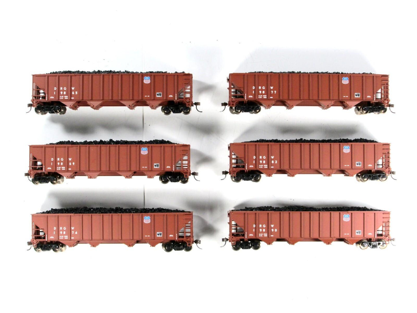 HO Scale ***DENVER RIO GRANDE*** Hopper 6-Pack w/ Coal Loads, Walthers 932-49451