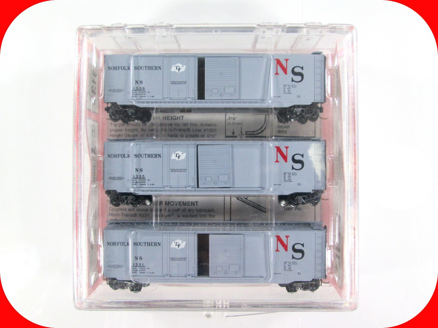 N Scale *NORFOLK SOUTHERN* Box Car 3-Pack #1331, 1335, 1339 --Micro Trains 33132