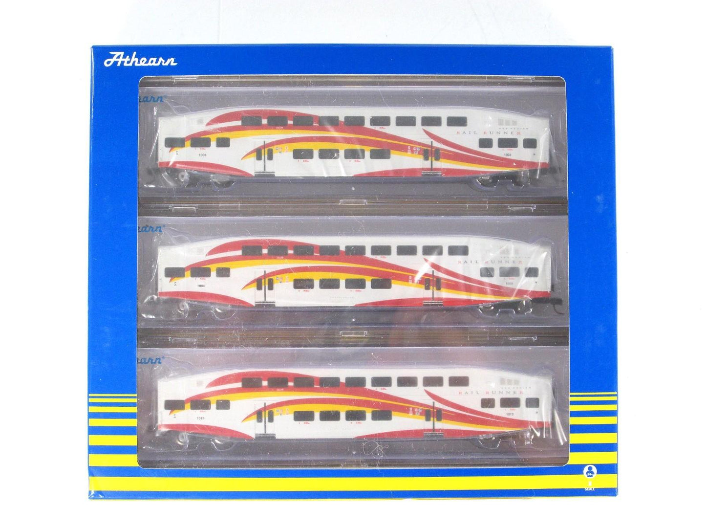 N Scale *NEW MEXICO RAIL RUNNER* Bombardier Set 1003, 1004, 1013 - Athearn 28593