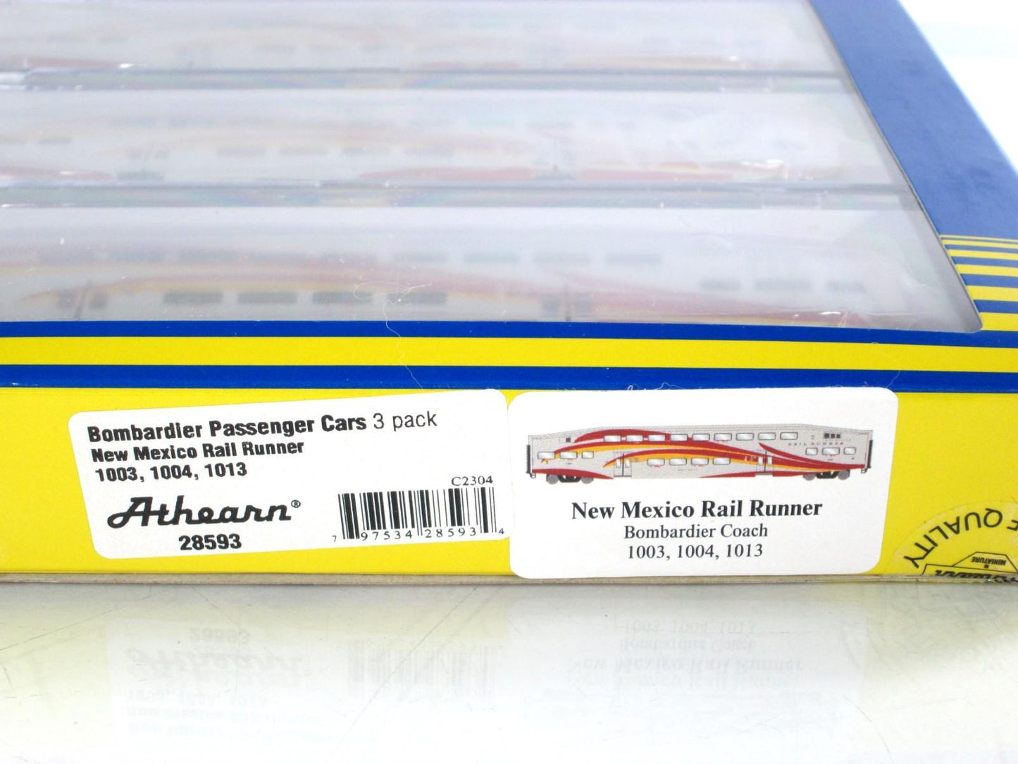 N Scale *NEW MEXICO RAIL RUNNER* Bombardier Set 1003, 1004, 1013 - Athearn 28593
