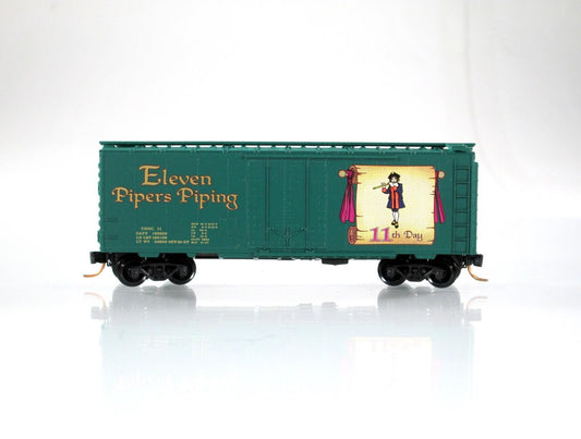 N Scale 12 Days Christmas *ELEVEN PIPERS PIPING* Box Car - Micro Trains 02100511