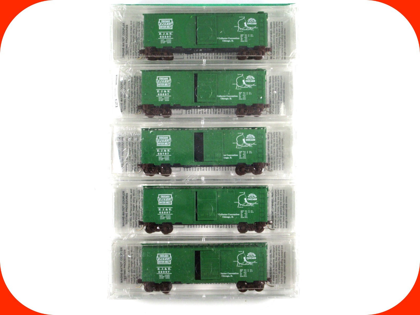 N Scale ***ELGIN, JOLIET & EASTERN*** Box Car 5-Pack -- Micro Trains Special Run