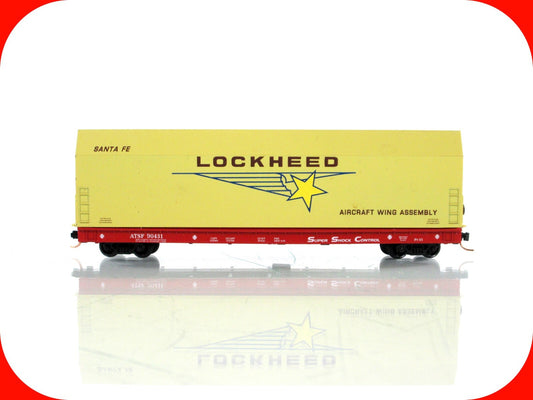 N Scale ***LOCKHEED SKYBOX*** Aircraft on Flat Car, ATSF 90431 - LBF,  MTL Cplrs