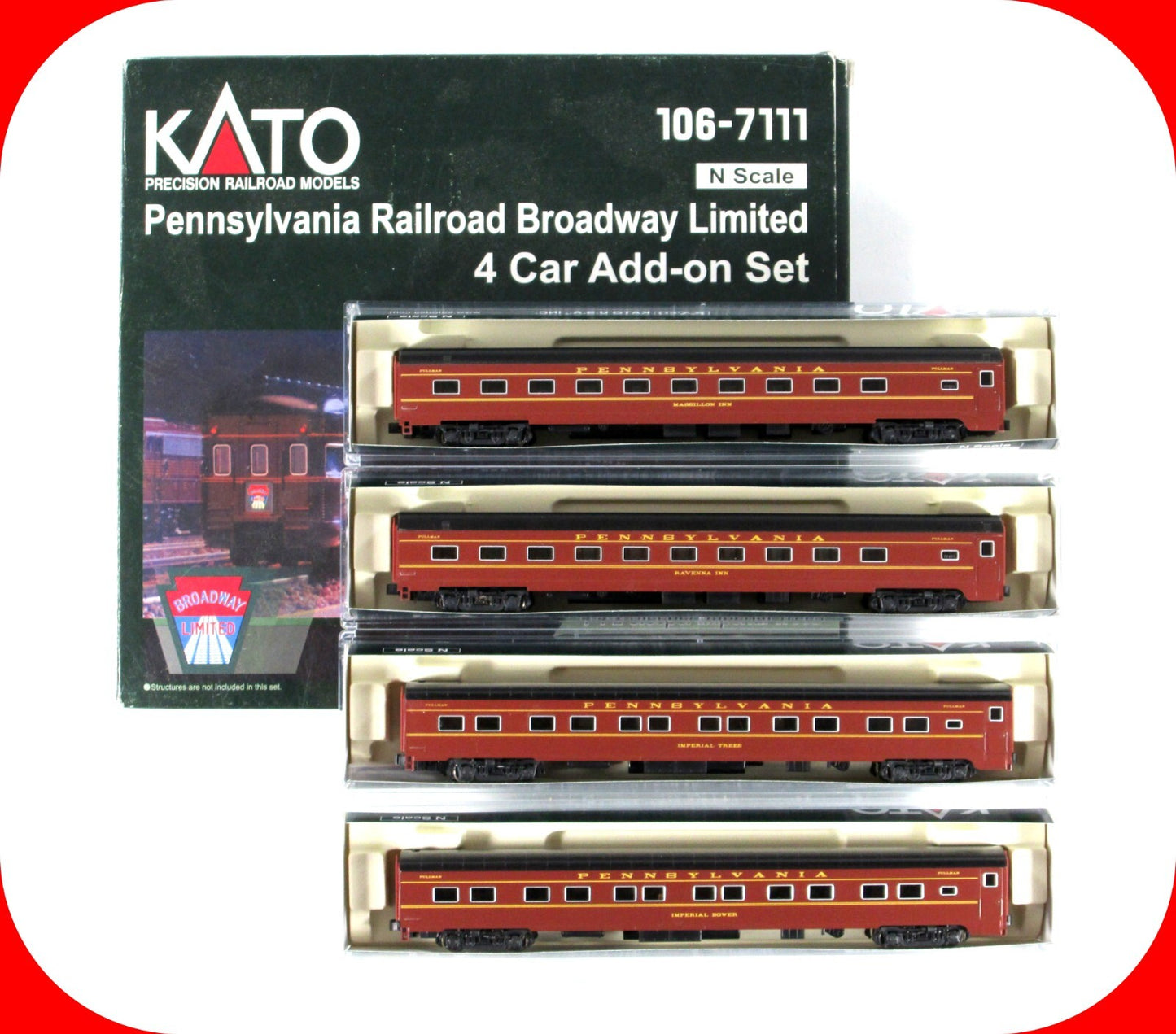 N Scale ***PENNSYLVANIA*** Broadway Limited Passenger 4-Car Set - Kato 106-7111