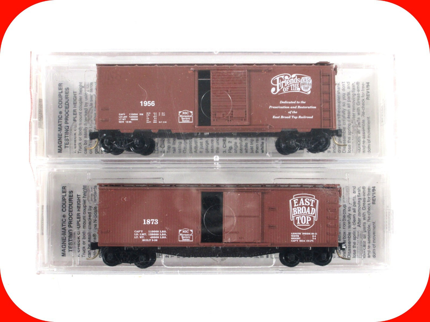 N Scale ***EAST BROAD TOP*** Historical Society Box Car Set - Micro Trains *RARE