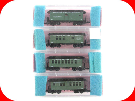 N Scale ****SANTA FE**** Overton Old Time Passenger Car 4-Pack Set - Roundhouse