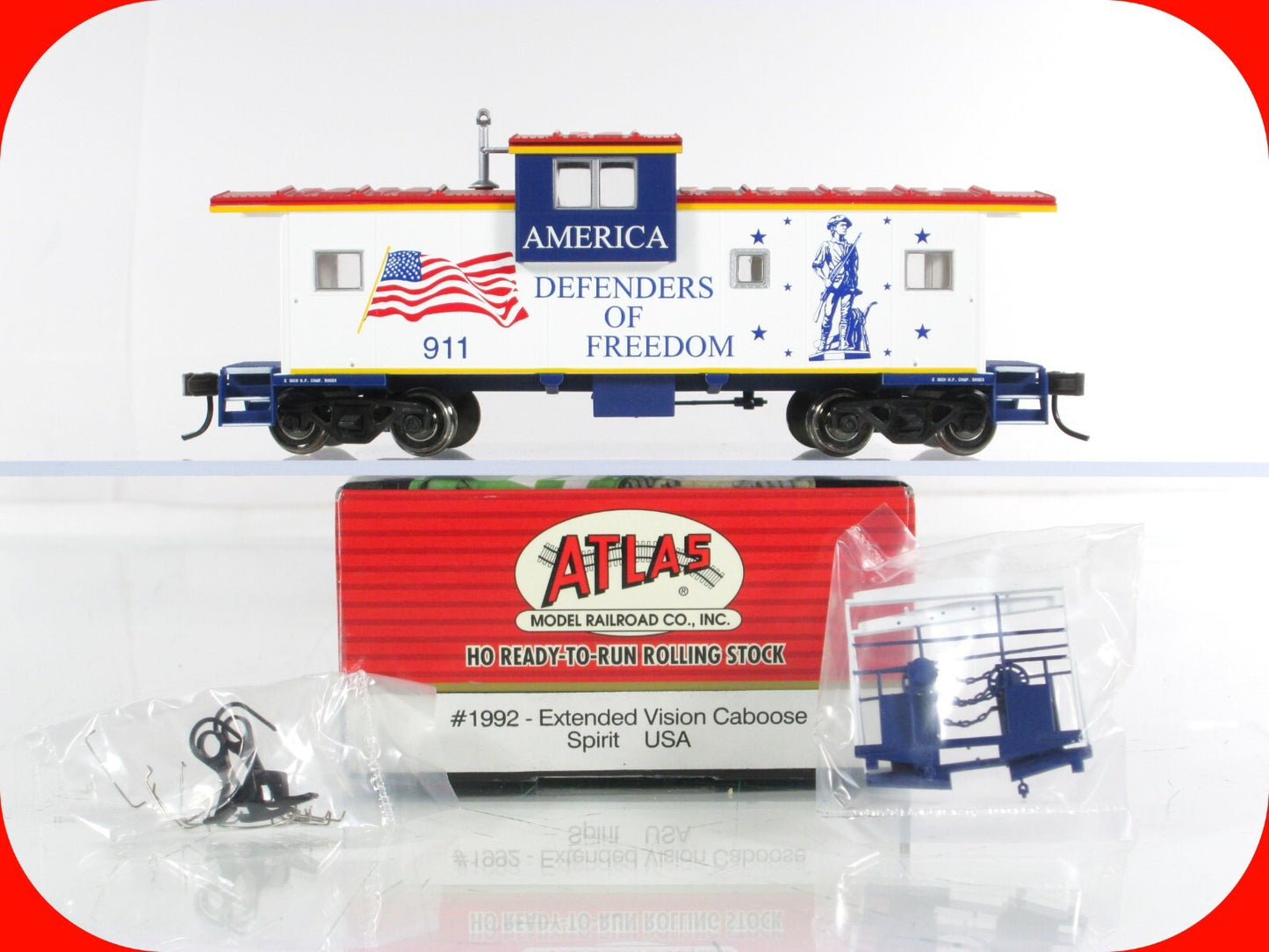 HO Scale ***AMERICA DEFENDERS of FREEDOM*** Spirit USA Caboose 911 -  Atlas 1992
