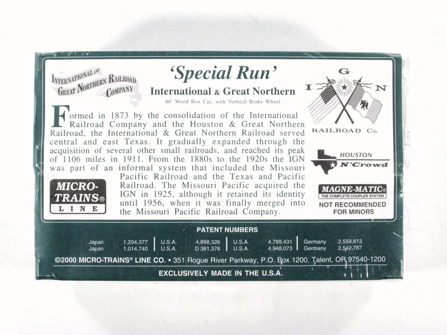 N Scale **INTERNATIONAL & GREAT NORTHERN** Box Car 2-Pack -Micro Trains Spec Run
