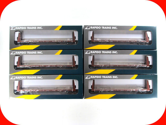 HO Scale ***CANADIAN NATIONAL*** Bulkhead Flat Car 6-Pack -Rapido Trains 147004A