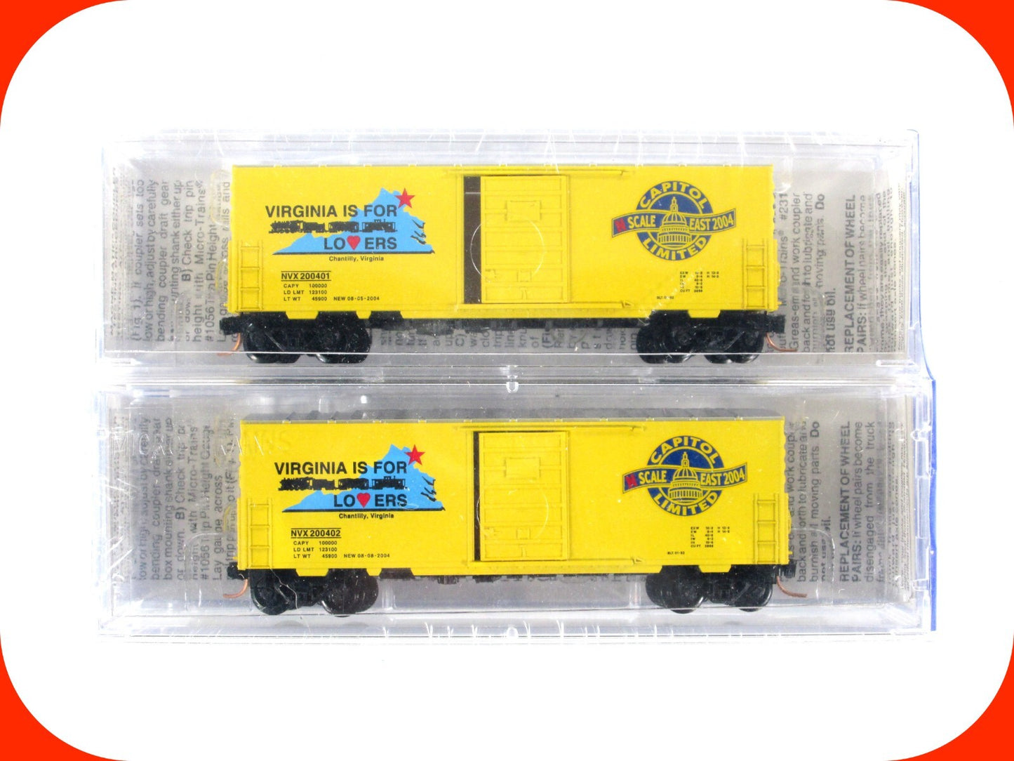 N Scale *VIRGINIA is for LOVERS* CAPITOL LIMITED Box Cars - Micro Trains Special