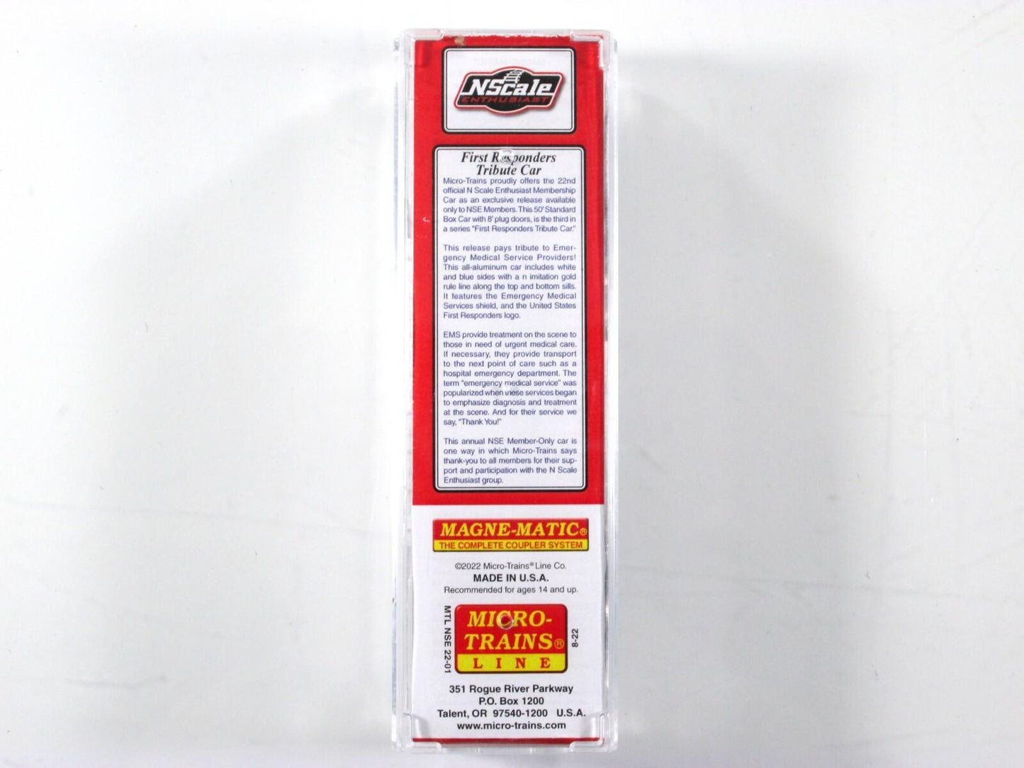 N Scale *FIRST RESPONDERS EMERGENCY MEDICAL* Tribute Car, Micro Trains NSE 22-01