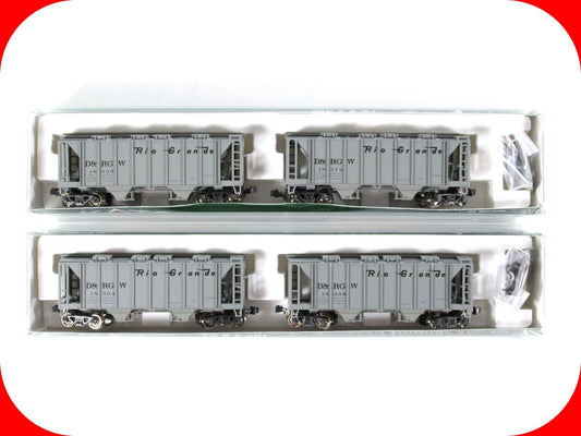 N Scale ***RIO GRANDE*** ACF 70ton 2-Bay Hopper 4-Pack - Kato 186-0207,0208