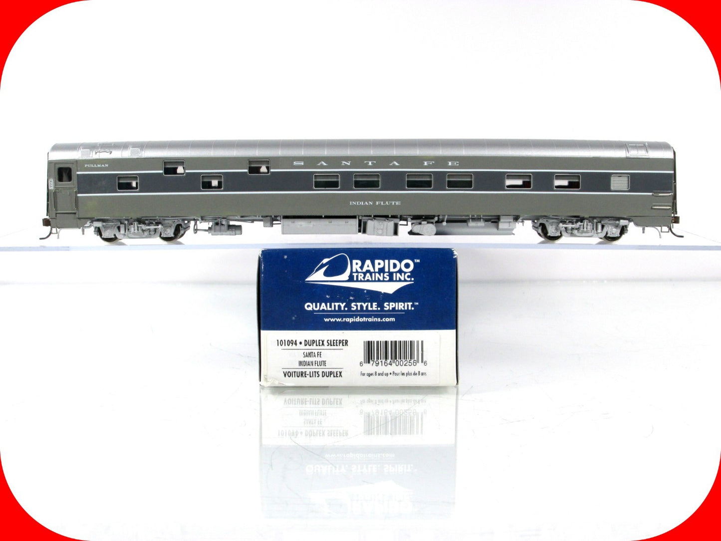 HO Scale ***SANTA FE*** Pullman Sleeper *Indian Flute* -- Rapido 101094, Lighted