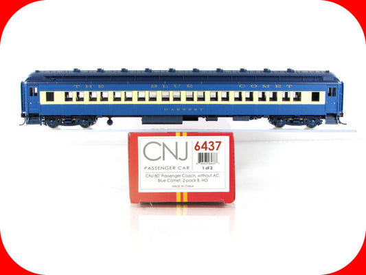 HO Scale ***CNJ BLUE COMET*** 80' Coach *D'ARREST* ----- Broadway 6437, Lighted