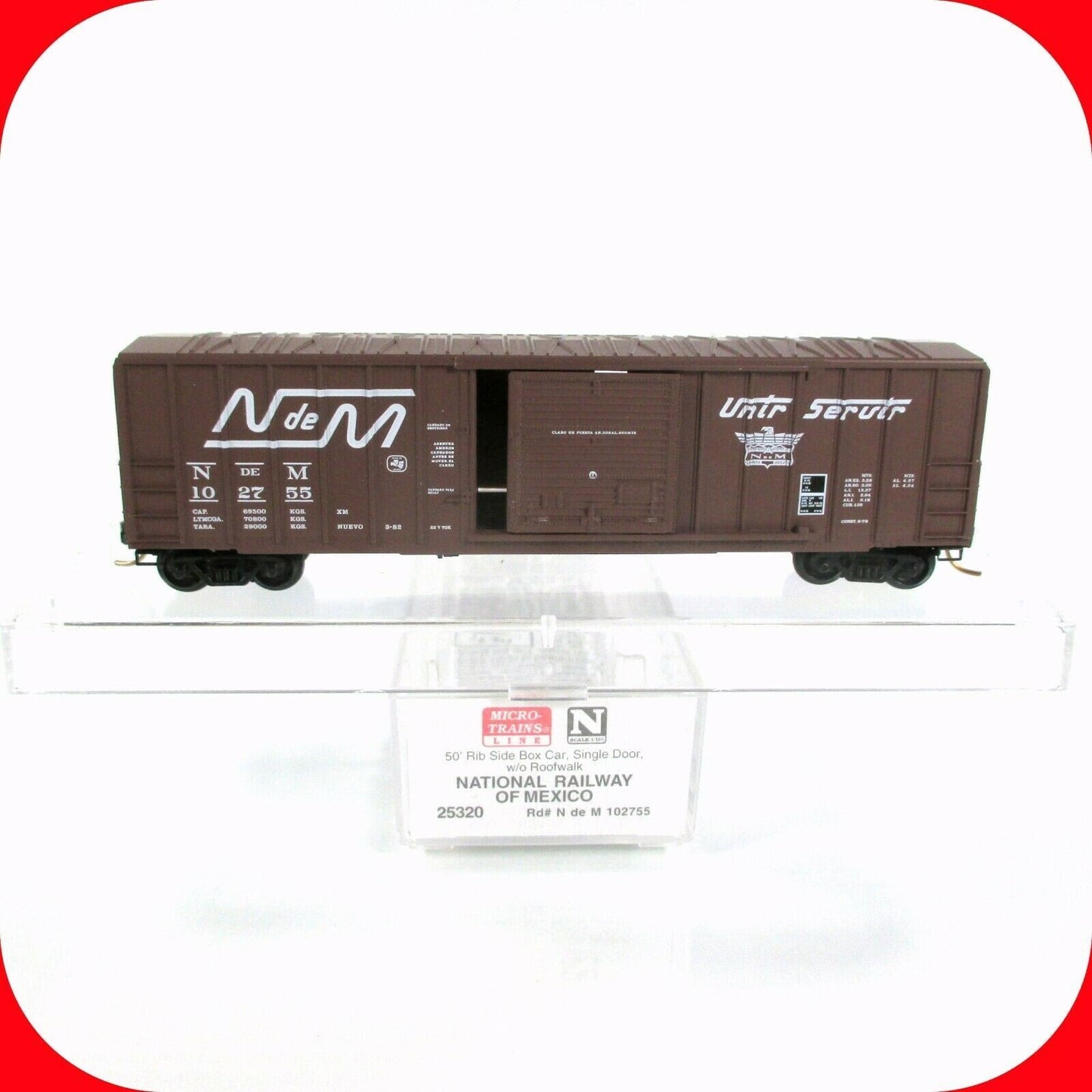 N Scale *NATIONAL RAILWAYS of MEXICO* Box Car, N de M 102755 -Micro Trains 25320