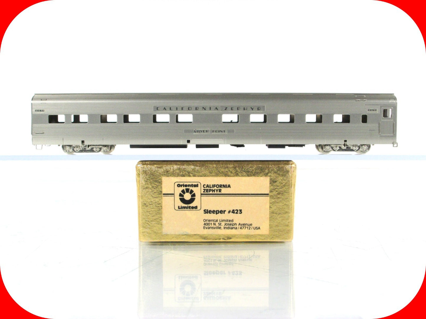 N Scale BRASS ***CB&Q - CALIFORNIA ZEPHYR*** Silver Point Sleeper --Oriental 423