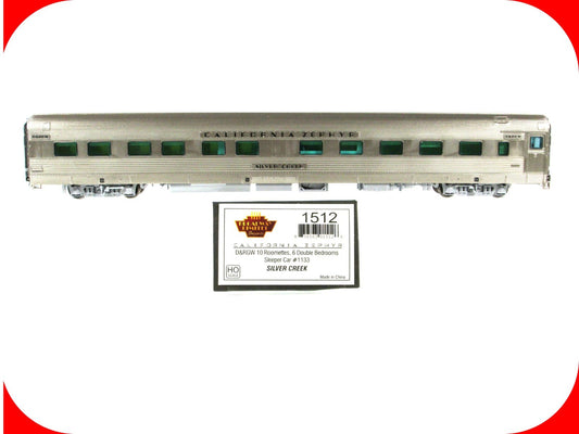 HO Scale ***DRGW CA ZEPHYR*** SILVER CREEK Sleeper 1133 - Broadway 1512, Lighted