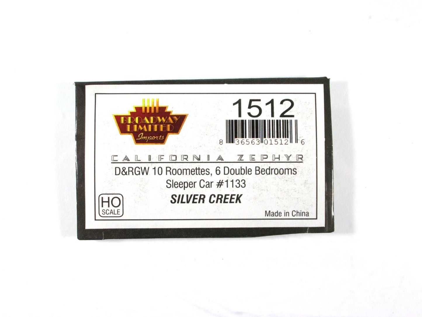 HO Scale ***DRGW CA ZEPHYR*** SILVER CREEK Sleeper 1133 - Broadway 1512, Lighted
