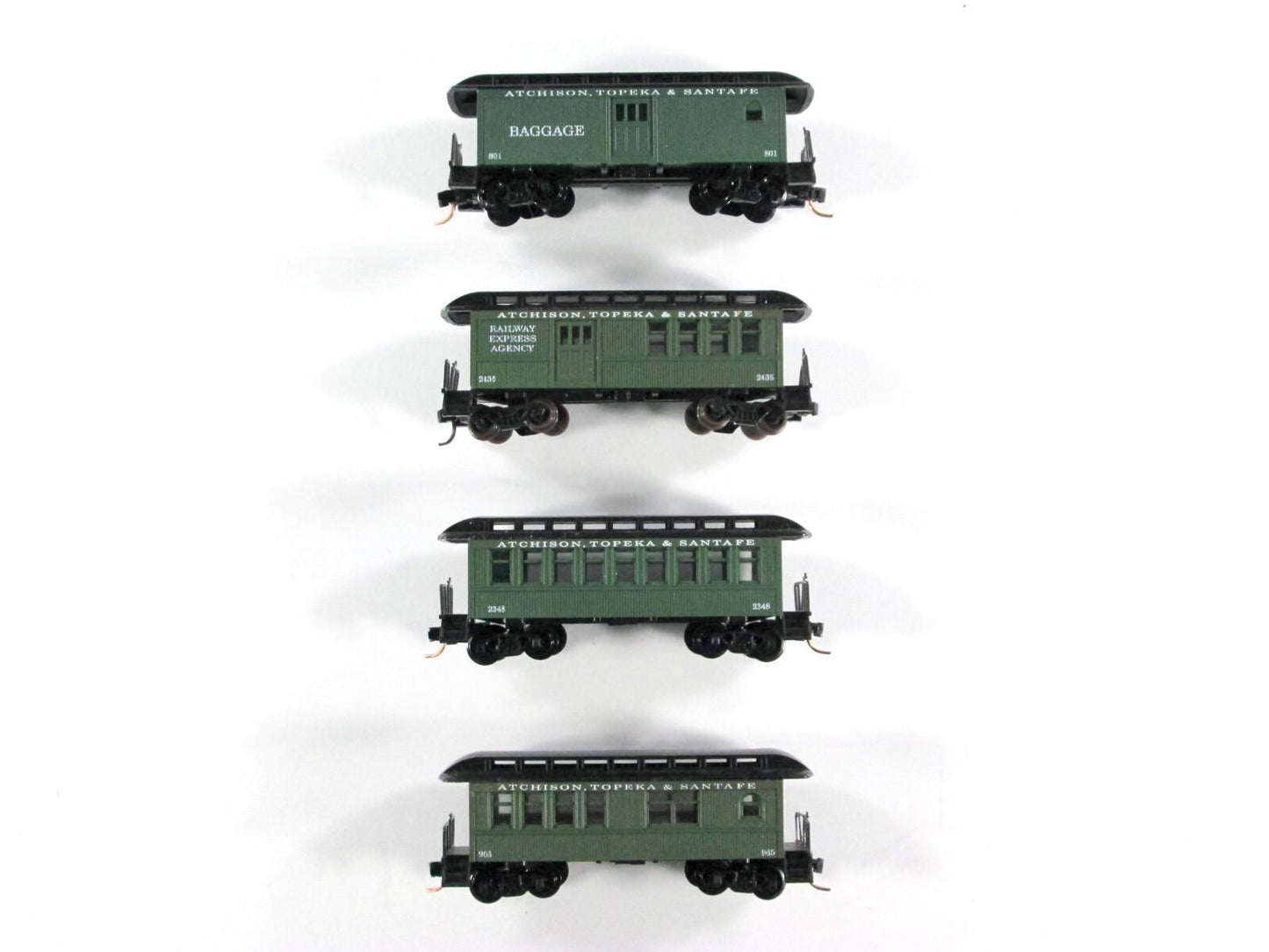 N Scale ***SANTA FE*** OVERTON Old-Time Passenger 4-Pack - Roundhouse, MTL Cplrs