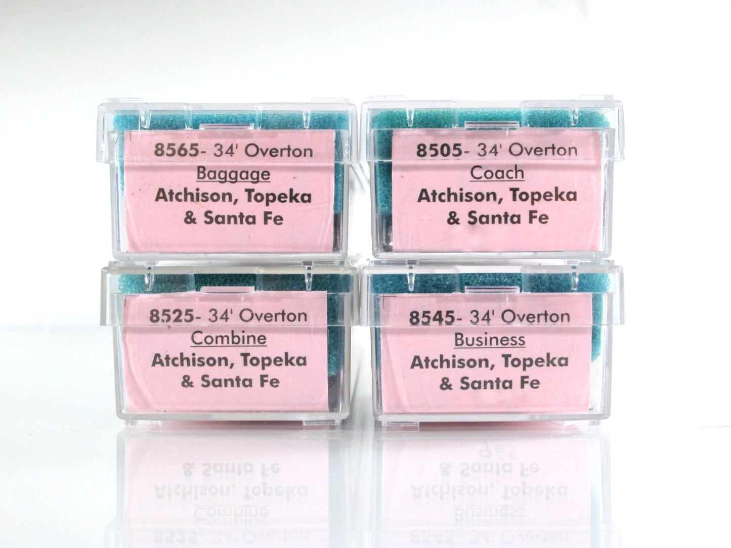 N Scale ***SANTA FE*** OVERTON Old-Time Passenger 4-Pack - Roundhouse, MTL Cplrs
