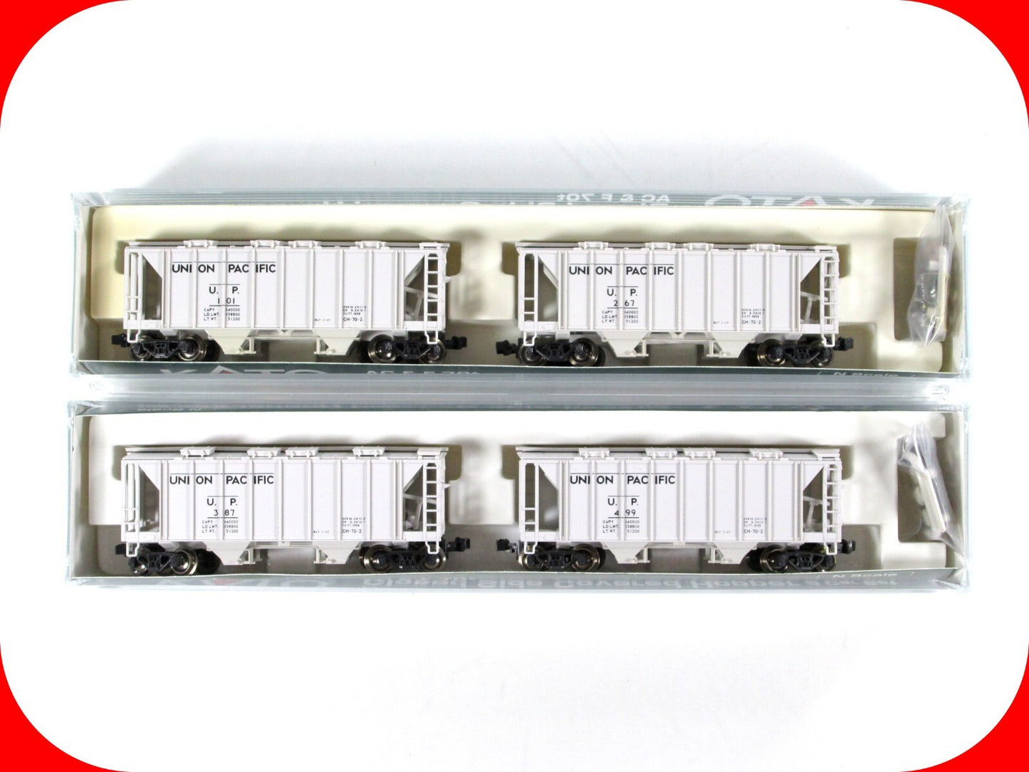 N Scale ***UNION PACIFIC*** ACF 2-Bay Covered Hopper 4-Pack - Kato 186-0111,0112