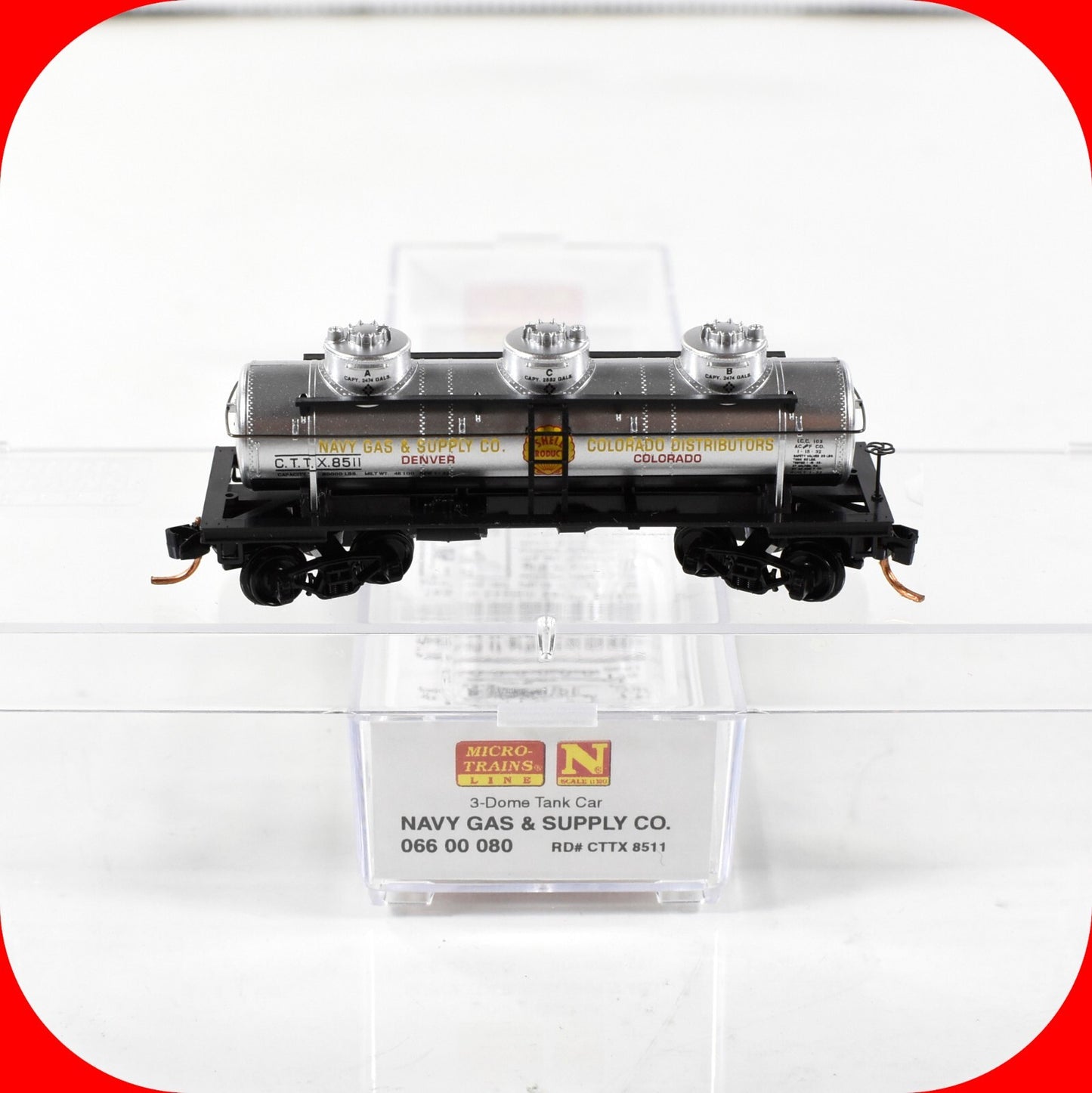 N Scale *NAVY GAS & SUPPLY* Denver, 3-Dome Tank Car #8511 -Micro Trains 06600080
