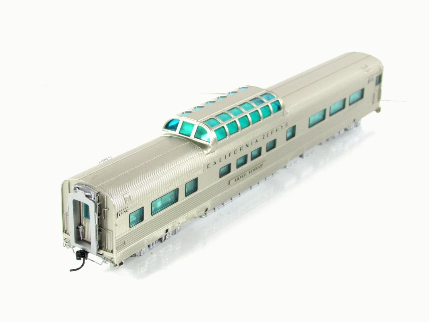 HO Scale *CB&Q CA ZEPHYR* SILVER STIRRUP Vista Dome 4722 -Broadway 1494, Lighted