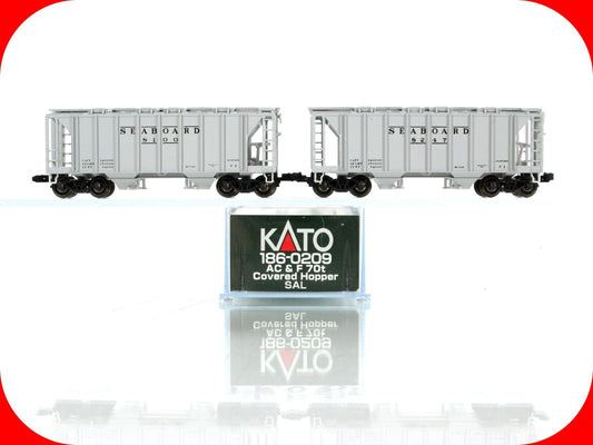 N Scale ***SEABOARD** ACF 70ton 2-Bay Covered Hoppers #8100,8247 --Kato 186-0209